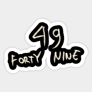 Hand Drawn Letter Number 49 Forty Nine Sticker